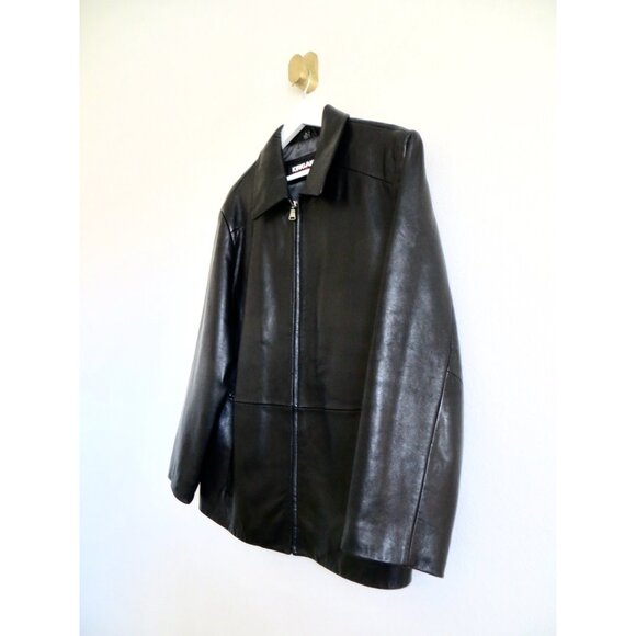 NEW! Kirkland Front Zip 100% Leather Jacket Black SZ M - Picture 3 of 9